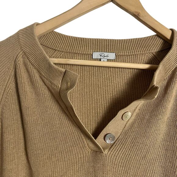 Rails Piper Tan Long Sleeve Cashmere Blend Henley Sweater Size Large - Picture 8 of 15